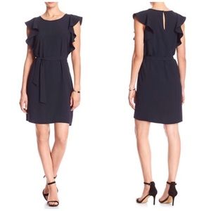 Navy Banana Republic Flutter Sleeve Sheath Dress